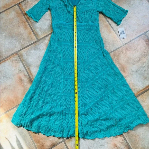 Teal Lace boho Midi Dress by Rabbit Rabbit Rabbit size 4 medium - Picture 8 of 8